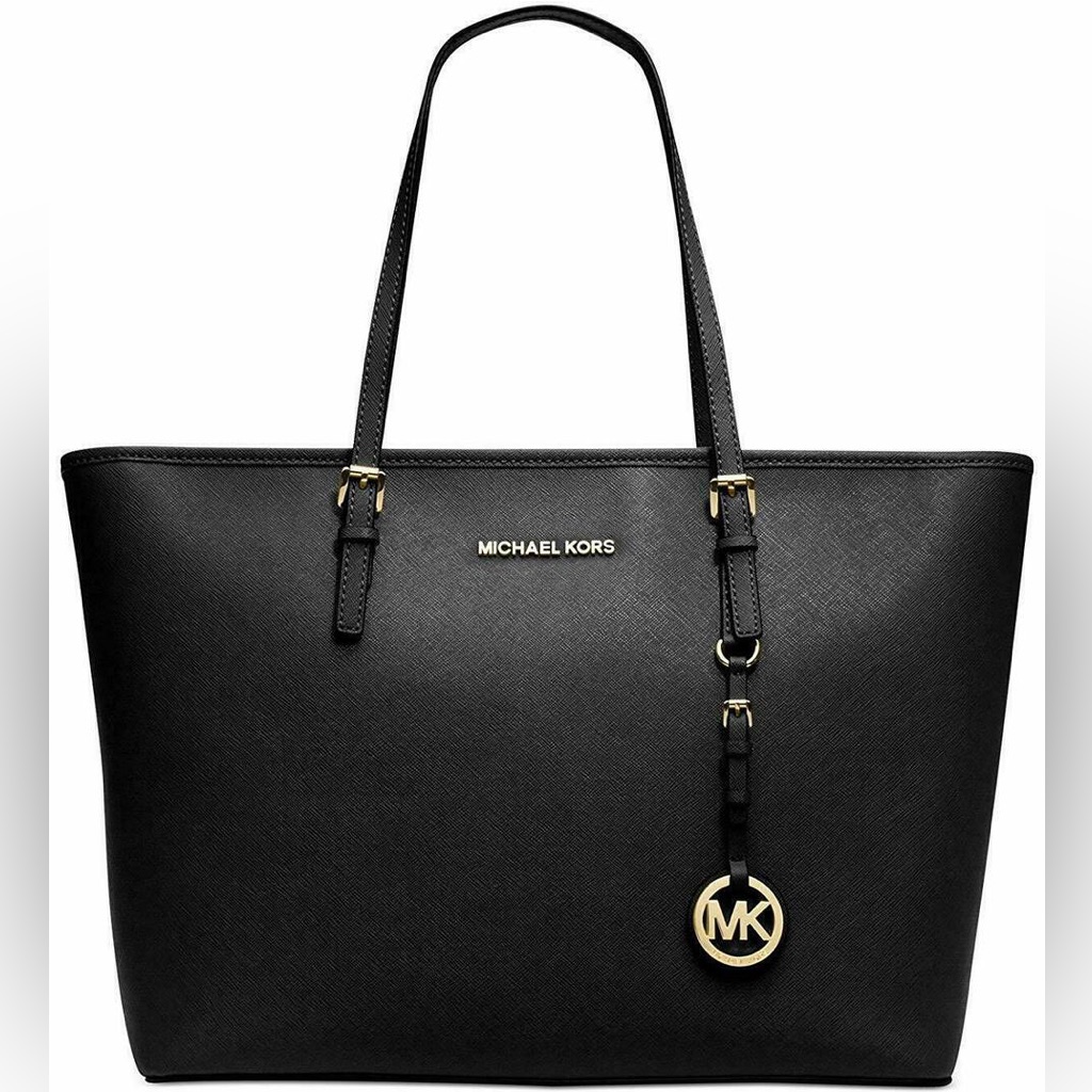 Michael Kors Jet Set Black Saffiano Travel Tote Leather Bag